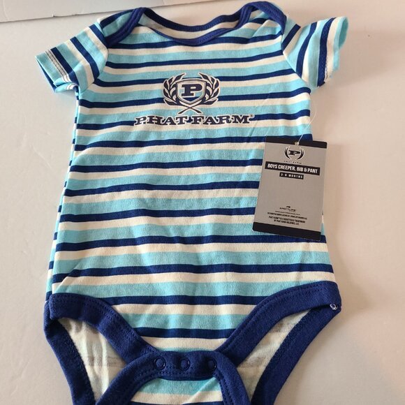 PHAT FARM BABY 3-PIECE NAVY/WHITE/LIGHT BLUE STRIPED TOP & NAVY PANTS SIZE 3-6M - Picture 4 of 16